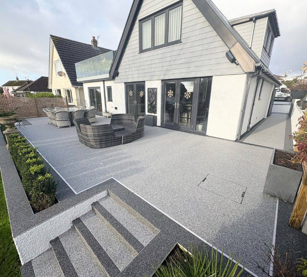 A photo of a patio after it got a resin surface