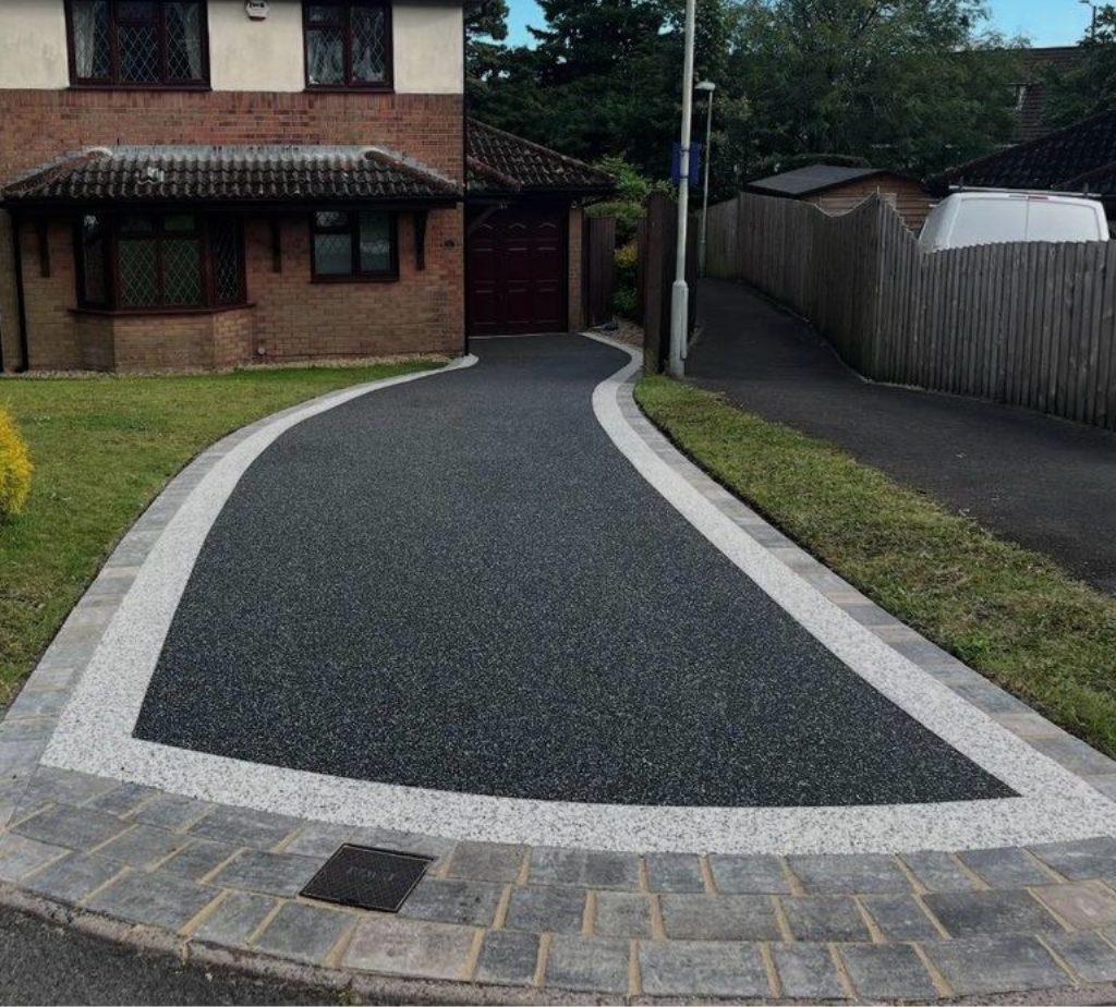An after photo of a new resin driveway